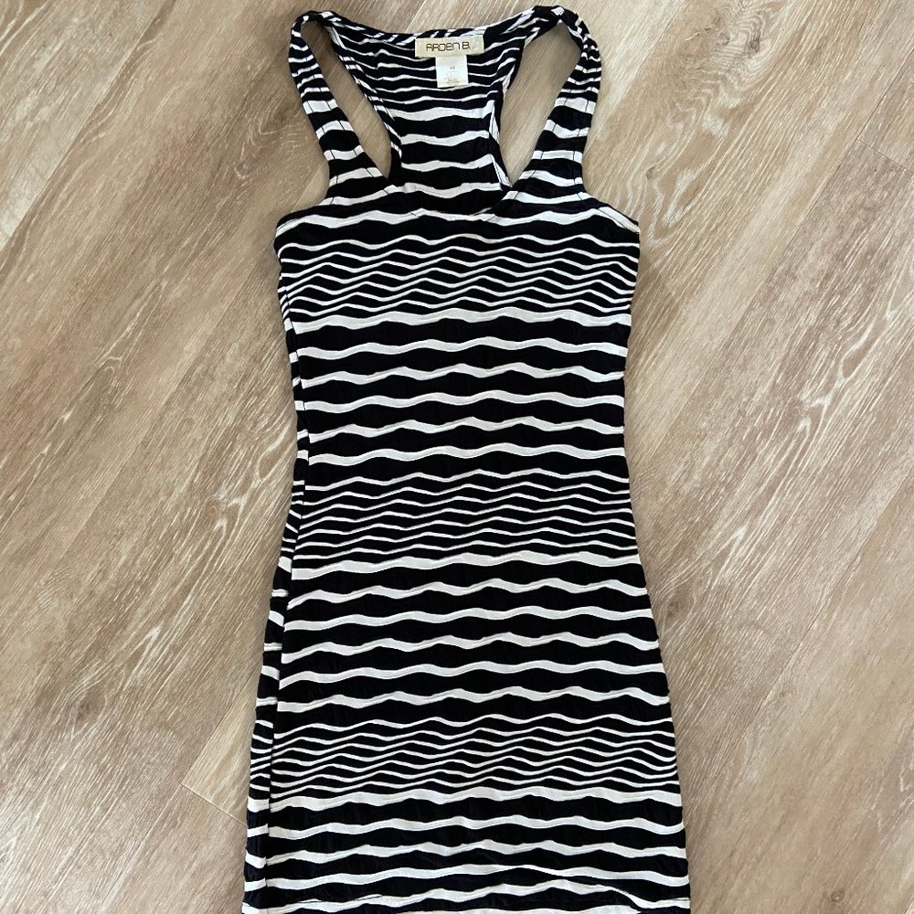 Arden B Tunic Tank Top Dress, Scoop Neck Racer Back, Black & White, NWOT,  XS